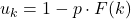 u_k = 1 - p \cdot F(k)